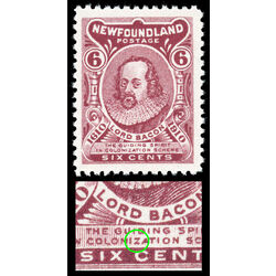 newfoundland stamp 92a lord bacon 6 1910 M VFNH 021
