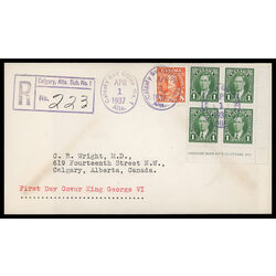 canada stamp 231 king george vi 1 1937 FDC LR 019