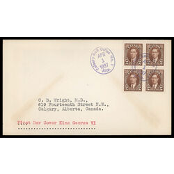 canada stamp 232 king george vi 2 1937 FDC BLOCK 011