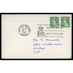 canada stamp 326 queen elizabeth ii 2 1953 FDC PC 008