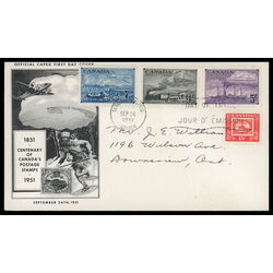 canada stamp 311 4 fdc stamp centenary 1951 FDC COMBO 012