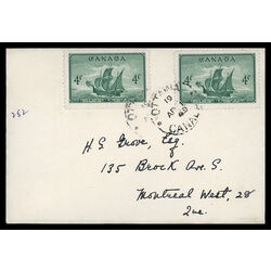 canada stamp 282 newfoundland cabot s ship matthew 4 1949 FDC PC 050