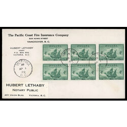 canada stamp 282 newfoundland cabot s ship matthew 4 1949 FDC BLOCK 052