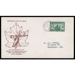 canada stamp 282 newfoundland cabot s ship matthew 4 1949 FDC PC 055