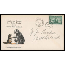 canada stamp 282 newfoundland cabot s ship matthew 4 1949 FDC PC 058