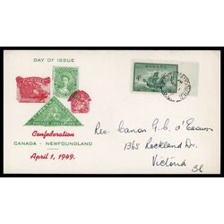 canada stamp 282 newfoundland cabot s ship matthew 4 1949 FDC PC 059