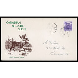 canada stamp 360 caribou 4 1956 FDC PC 010