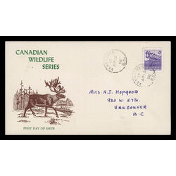 canada stamp 360 caribou 4 1956 FDC PC 006