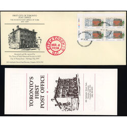 canada stamp 1122 toronto s first post office 34 1987 FDC UL 005