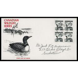 canada stamp 369 loon 5 1957 FDC BLOCK 023