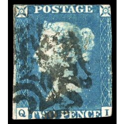 great britain stamp 2 queen victoria two penny blue 2p 1840 U VG F 012