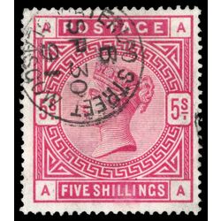 great britain stamp 108 queen victoria 5 sh 1884 U VF 011
