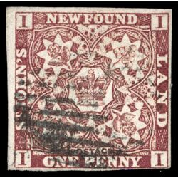 newfoundland stamp 1 pence first issue 1d 1857 U F VF 033