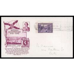 canada stamp 283 founding of halifax 4 1949 FDC PC 027