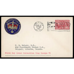 canada stamp 237 king george vi queen elizabeth 3 1937 FDC PC 064