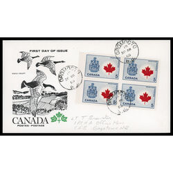 canada stamp 429a canada maple leaf 5 1966 FDC BLOCK 007