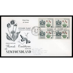 canada stamp 427iv newfoundland pitcher plant 5 1966 FDC BLOCK 004