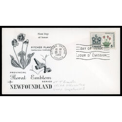 canada stamp 427iv newfoundland pitcher plant 5 1966 FDC PC 001
