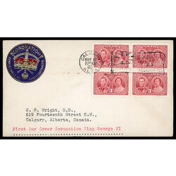 canada stamp 237 king george vi queen elizabeth 3 1937 FDC BLOCK 068