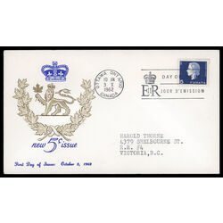 canada stamp 405 queen elizabeth ii 5 1962 FDC PC 012