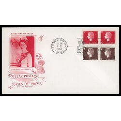canada stamp 404 queen elizabeth ii 4 1963 FDC BLOCK 026