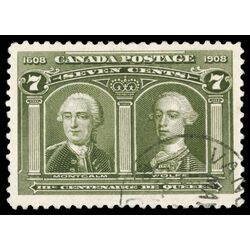 canada stamp 100 montcalm wolfe 7 1908 U XF 090