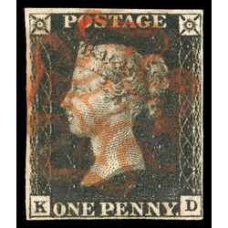 great britain stamp 1 queen victoria penny black 1p 1840 U VF 098