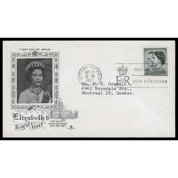 canada stamp 374 queen elizabeth ii prince philip 5 1957 FDC PC 028
