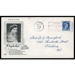 canada stamp 341 queen elizabeth ii 5 1954 FDC PC 038