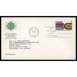 canada stamp 552 british columbia centennial 7 1971 FDC PC 013
