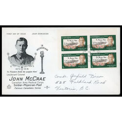 canada stamp 487i john mccrae and poem 5 1968 FDC UL 001