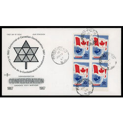 canada stamp 453 flag and planet earth 5 1967 FDC BLOCK 018
