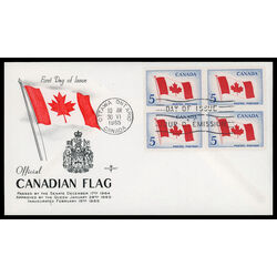 canada stamp 439 canadian flag 5 1965 FDC BLOCK 016