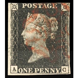 great britain stamp 1 queen victoria penny black 1p 1840 U F 097
