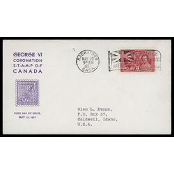 canada stamp 237 king george vi queen elizabeth 3 1937 FDC PC 070