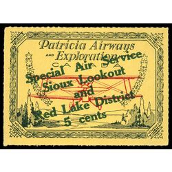 canada stamp cl air mail semi official cl26e patricia airways and exploration co ltd 5 1927 M 001