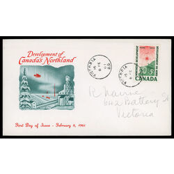 canada stamp 391 surveying crew 5 1961 FDC PC 013