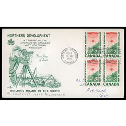 canada stamp 391 surveying crew 5 1961 FDC BLOCK 018