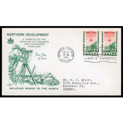 canada stamp 391 surveying crew 5 1961 FDC PC 019