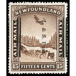 newfoundland stamp 211ii dog sled and airplane 15 1933 M VF 013
