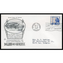 canada stamp 390 dollard des ormeaux 5 1960 FDC PC 017