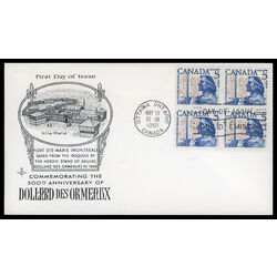 canada stamp 390 dollard des ormeaux 5 1960 FDC BLOCK 022