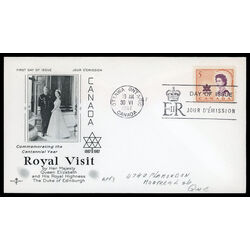 canada stamp 471 queen elizabeth ii and centennial symbol 5 1967 FDC PC 024