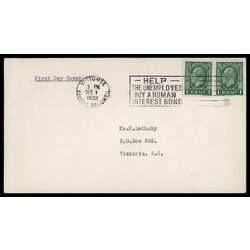 canada stamp 195 king george v 1 1932 FDC PC 029