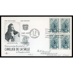 canada stamp 446 cavelier de la salle 5 1966 FDC BLOCK 013