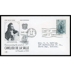 canada stamp 446 cavelier de la salle 5 1966 FDC PC 016