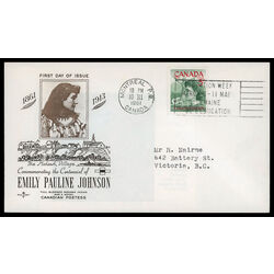 canada stamp 392 pauline johnson 5 1961 FDC PC 019