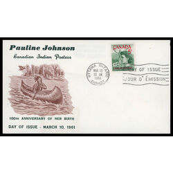 canada stamp 392 pauline johnson 5 1961 FDC PC 022