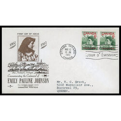 canada stamp 392 pauline johnson 5 1961 FDC PC 021