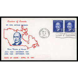 canada stamp 393 arthur meighen 5 1961 FDC PC 018